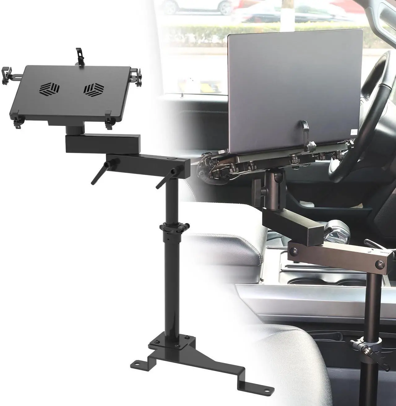Main image of MELIPRON Truck Laptop Mount Fit for Ford F150 F250 F350 F550 No-Drilling Vehicle Computer Mount Stand for Laptops Up to 17"