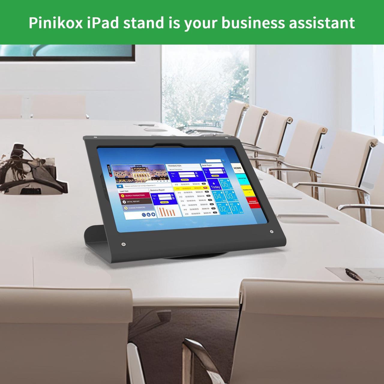 Alt view image 4 of 5 - Pinikox Retail Kiosk Tablet Stand Compatible with iPad 10 gen 10.9 inch, air 4 5 10.9", 11"(A16), Pro 11" 1st 2nd 3rd 4th gen., Air 11", Business POS Tablet Stand, 360deg Swivel Base, Black