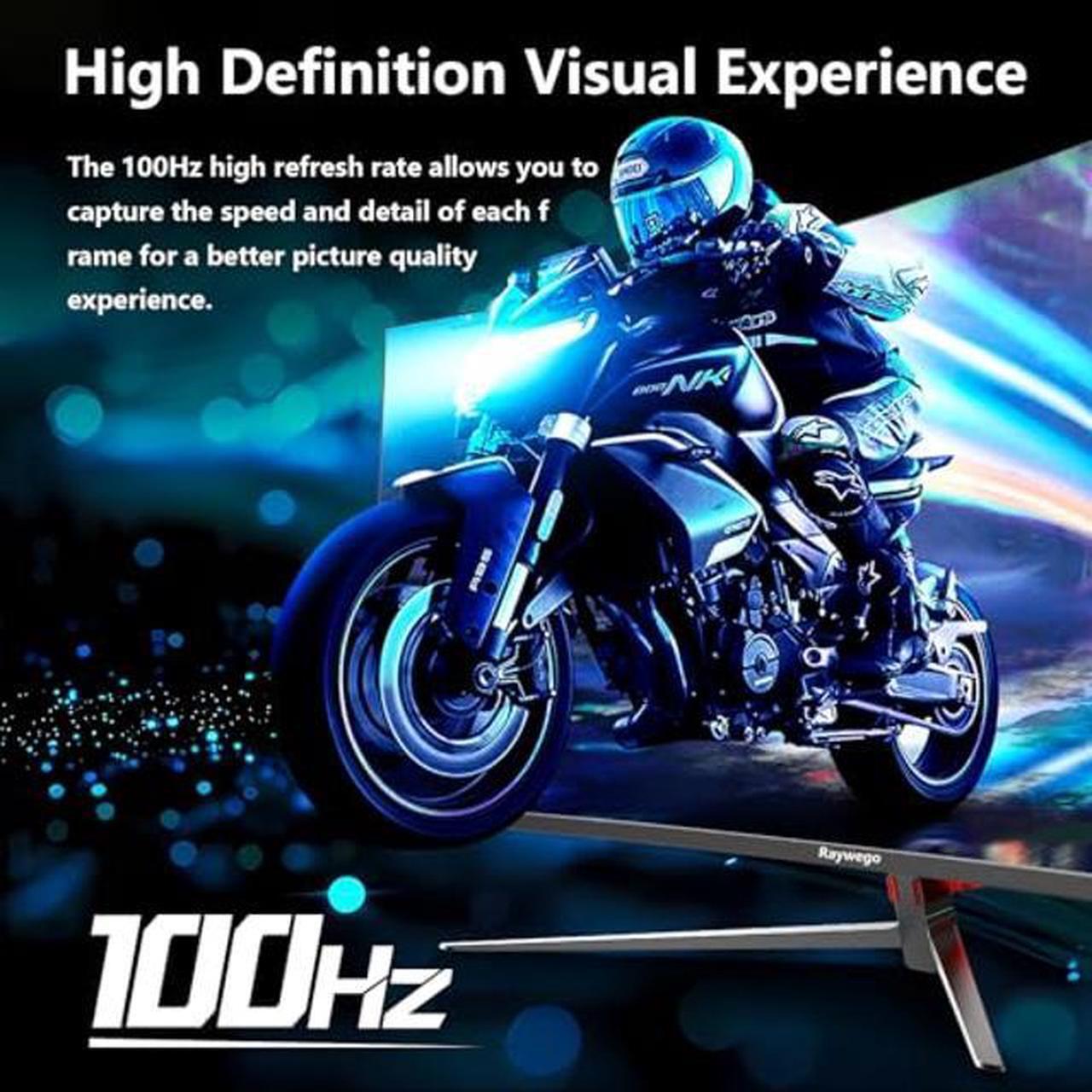 Alt view image 4 of 5 - Raywego 27 inch Curved Monitor 100Hz Computer MonitorFHD 1080p,HDR,99% sRGB,1800R,VESA Compatible,for Tablet,Desktop,Narrow Bezels on Three Sides, Blue Light Filter,Laptop and PC Work Gaming