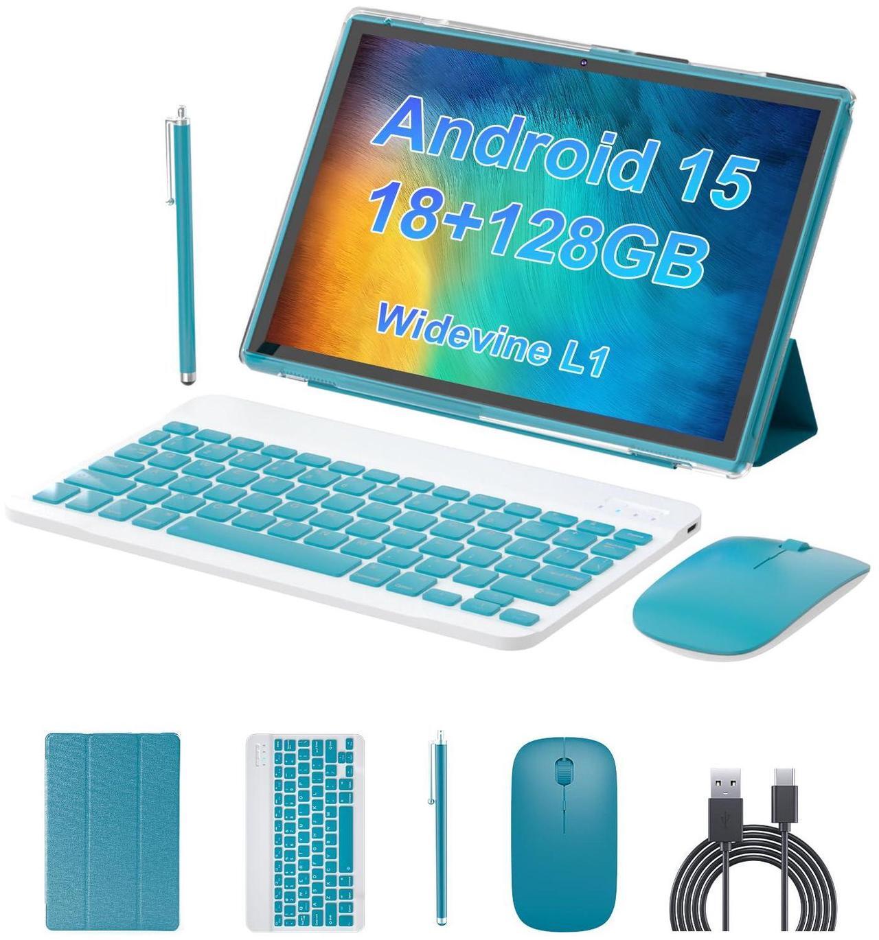Main image of Android 15 Tablet 10 inch Tablet 2 IN 1Tablets with Keyboard Mouse Case Stylus 18GB RAM 128GB ROM 2TB Expand, 1280x800 10.1" IPS HD Touchscreen 6000mAh Battery Bluetooth Dual Camera GMS 5G-WiFi Wifi6