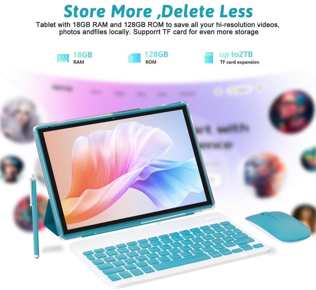 Alt view image 2 of 5 - Android 15 Tablet 10 inch Tablet 2 IN 1Tablets with Keyboard Mouse Case Stylus 18GB RAM 128GB ROM 2TB Expand, 1280x800 10.1" IPS HD Touchscreen 6000mAh Battery Bluetooth Dual Camera GMS 5G-WiFi Wifi6