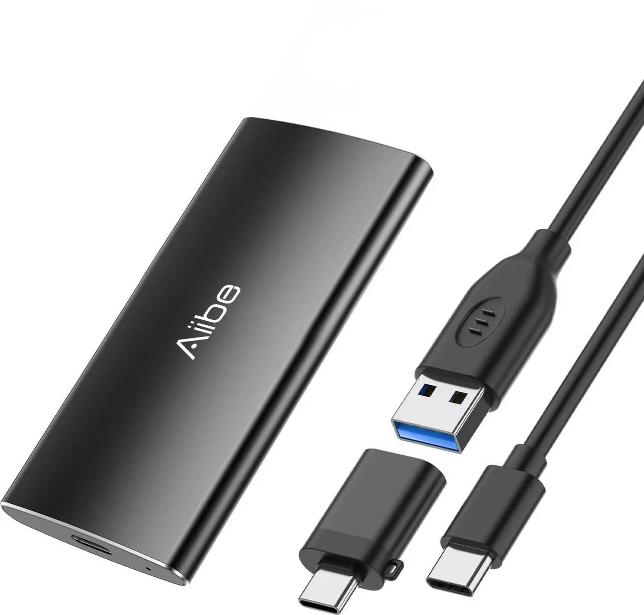 Main image of Aiibe External SSD 250GB External Hard Drive USB C Portable SSD, Up to 500MB/s, USB 3.1, External Solid State Drive 250GB for Laptop, Mac, PS4 (Black)