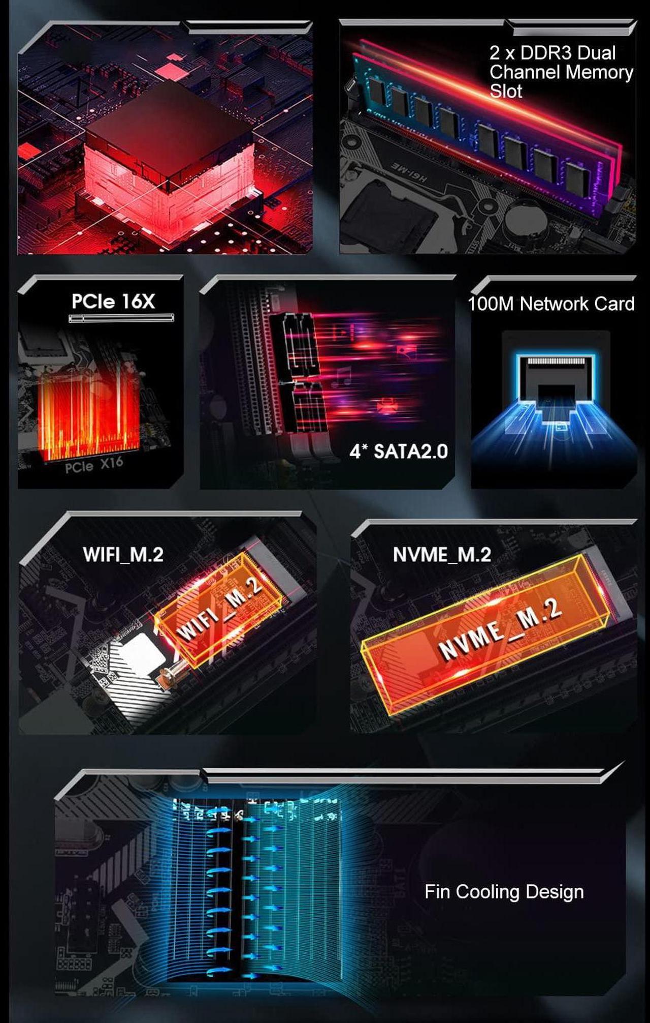 Alt view image 3 of 5 - ATX DDR3 LGA 1155 Motherboards for Desktop PC, Computer CPU ITX Motherboard DDR3 Channel USB 2.0 SATA 2.0 PCIe 16X VGA M.2 NVME M.2 DEBUG Pin