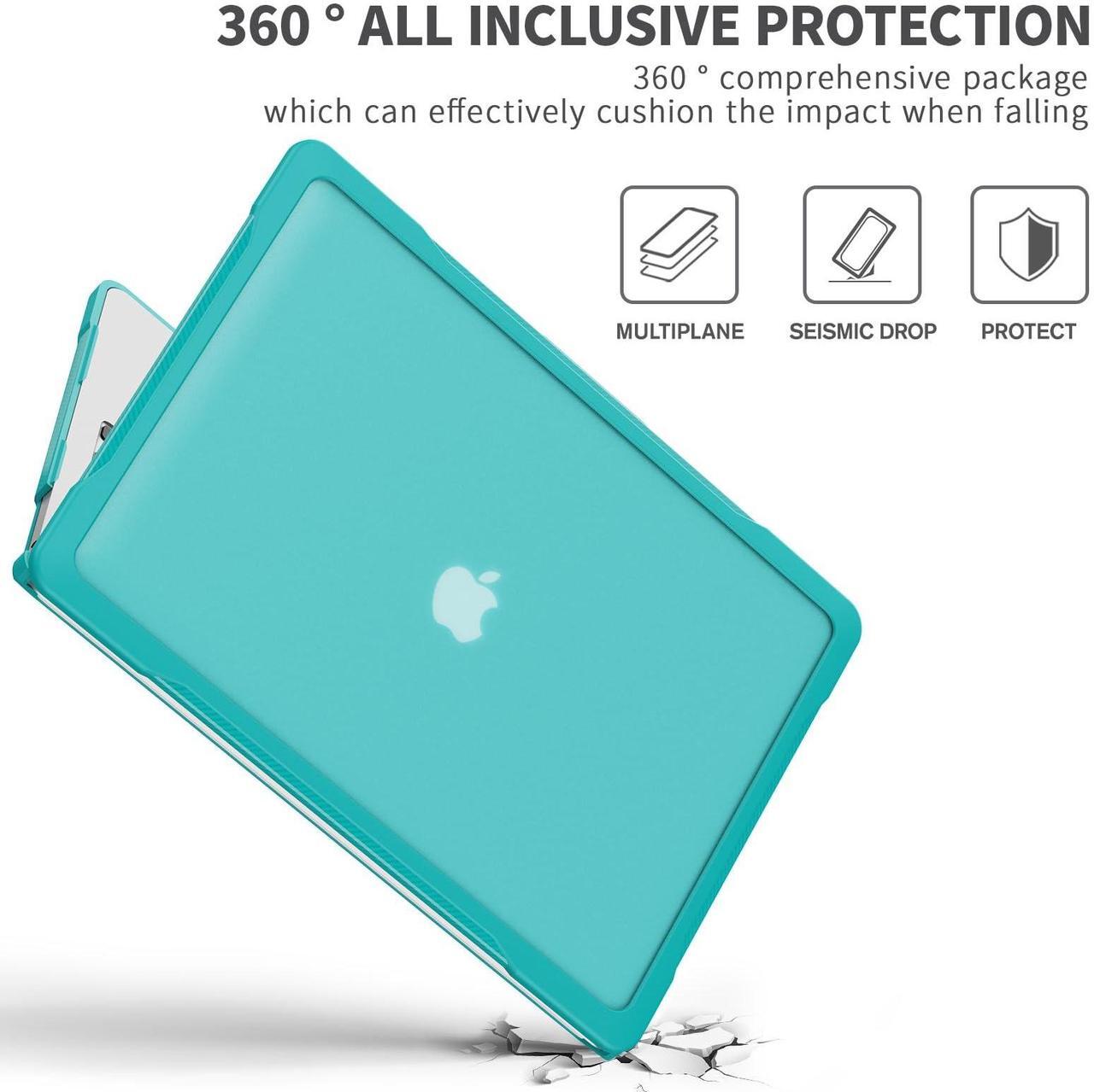 Alt view image 3 of 5 - BYCeKe Ultimate Matte Protection Case for MacBook Pro 13 inch M2 M1 2024-2016 A2338 A2251 A2289 A2159 A1989 A1708 A1706,Matte Soft Anti-Scratch Military Grade Shockproof Case&Keyboard Cover,Cyan