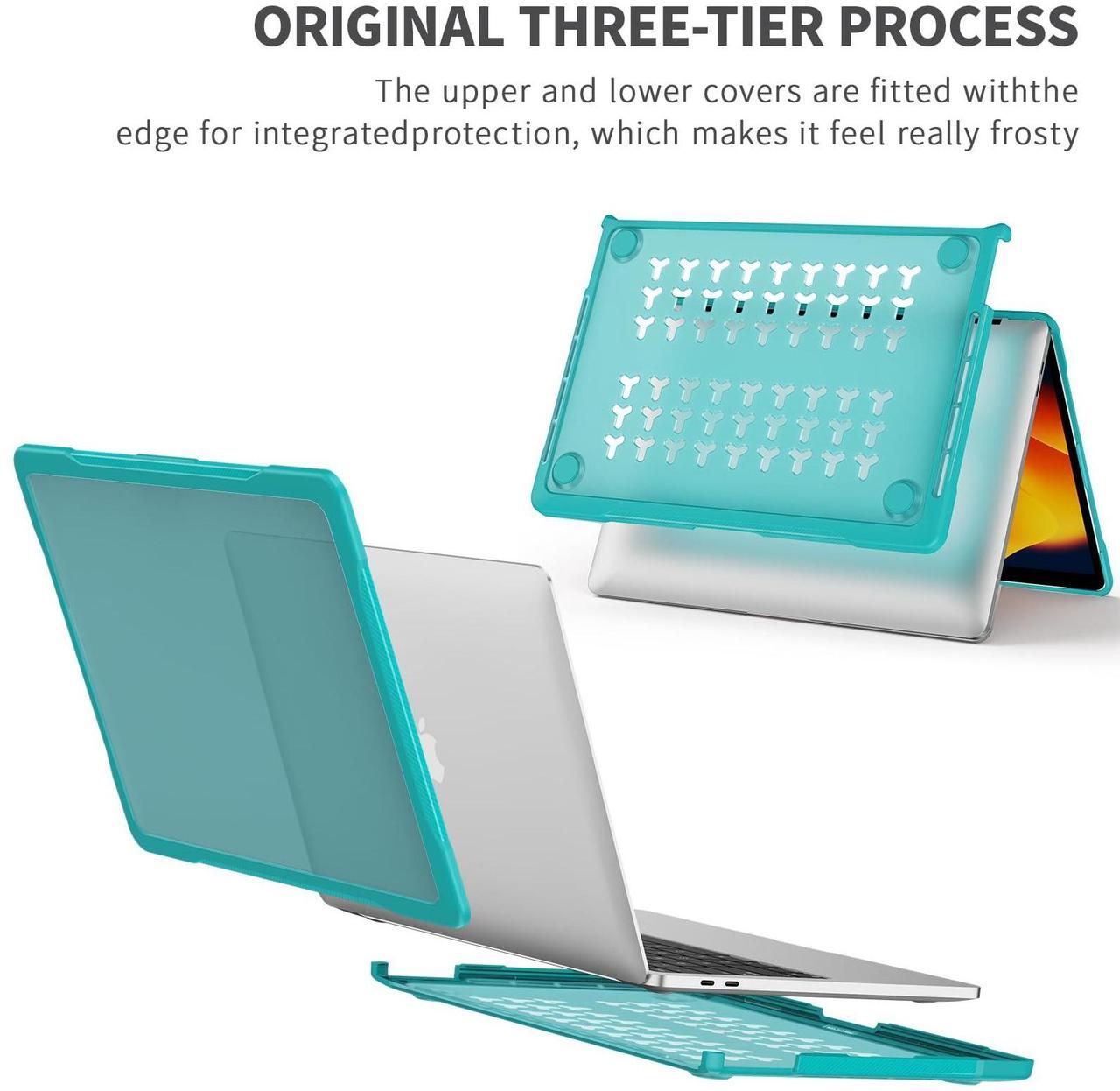 Alt view image 4 of 5 - BYCeKe Ultimate Matte Protection Case for MacBook Pro 13 inch M2 M1 2024-2016 A2338 A2251 A2289 A2159 A1989 A1708 A1706,Matte Soft Anti-Scratch Military Grade Shockproof Case&Keyboard Cover,Cyan