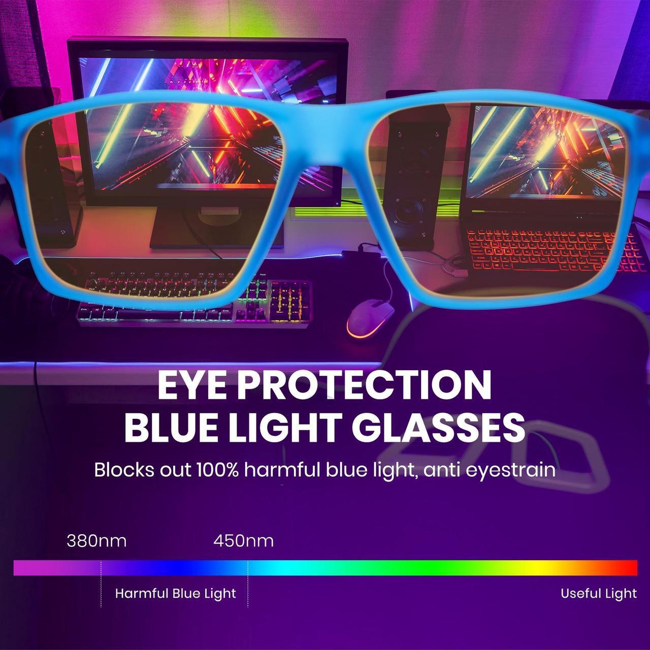 Alt view image 2 of 5 - Cyxus Yellow-Tinted Blue Light Blocking Glasses for Men Women Gaming Glasses Reduce Eye Strain Sleep Better(8303Y05 Yellow Lens Blue Frame)