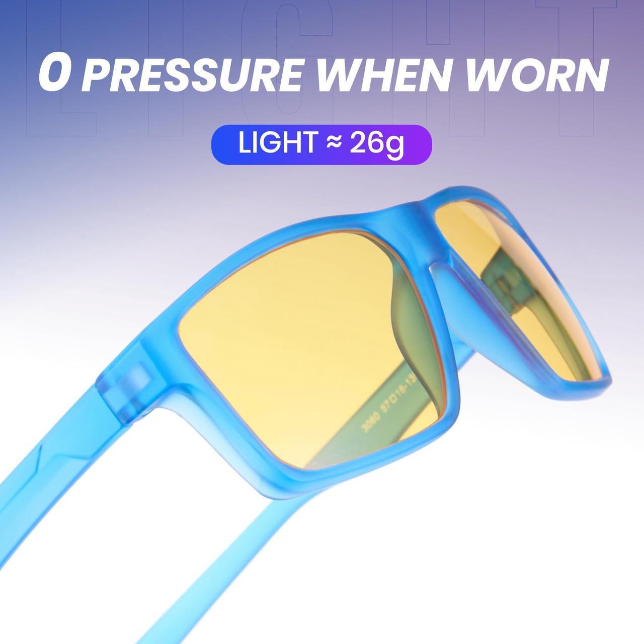 Alt view image 4 of 5 - Cyxus Yellow-Tinted Blue Light Blocking Glasses for Men Women Gaming Glasses Reduce Eye Strain Sleep Better(8303Y05 Yellow Lens Blue Frame)