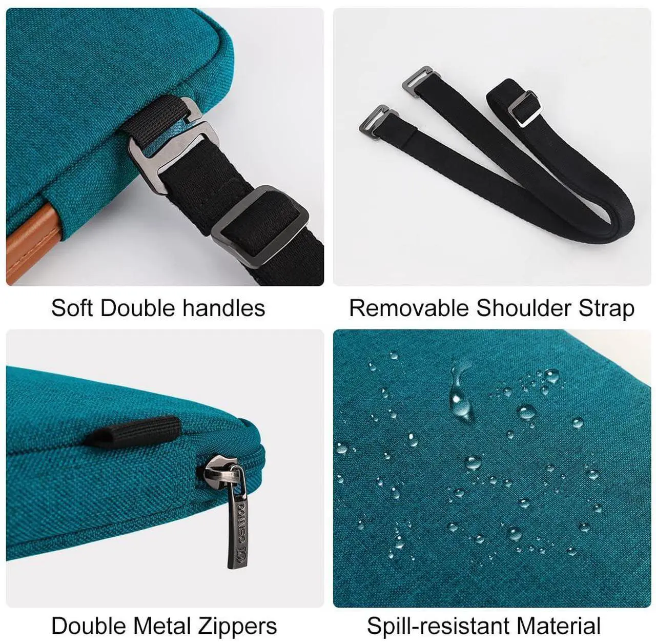Alt view image 4 of 5 - DOMISO 17.3 Inch Laptop Bag Cover Waterproof Shockproof Notebook Sleeve Case Shoulder Bag Protective Cover for 17.3" MSI, Lenovo IdeaPad 321, Teal