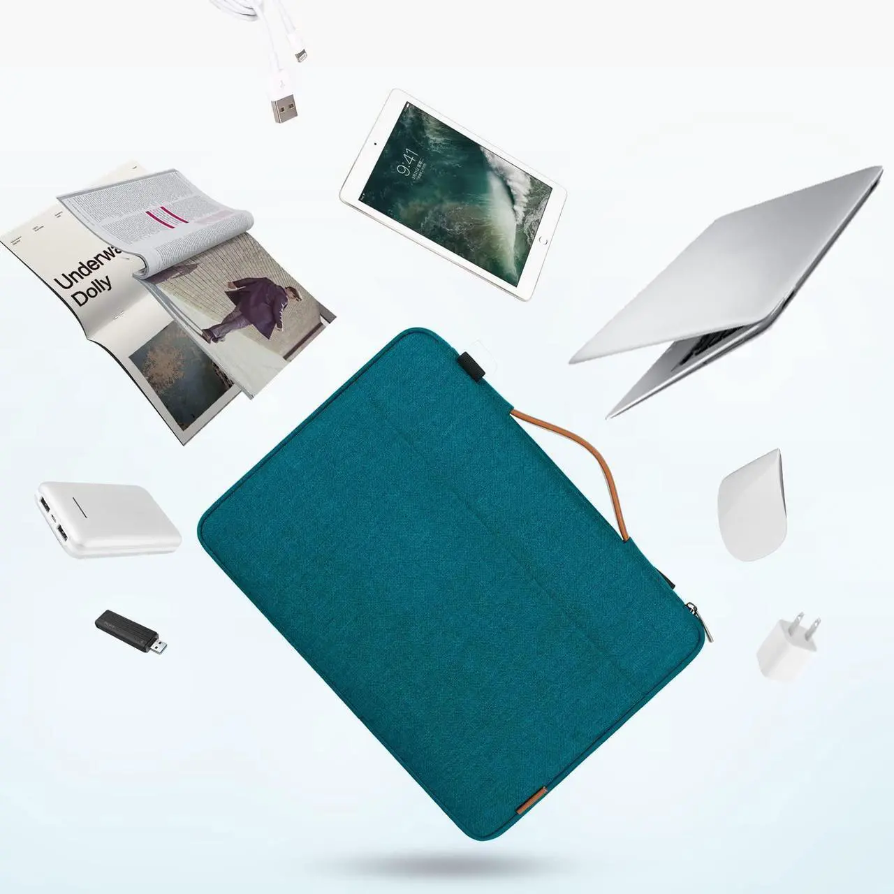 Alt view image 5 of 5 - DOMISO 17.3 Inch Laptop Bag Cover Waterproof Shockproof Notebook Sleeve Case Shoulder Bag Protective Cover for 17.3" MSI, Lenovo IdeaPad 321, Teal