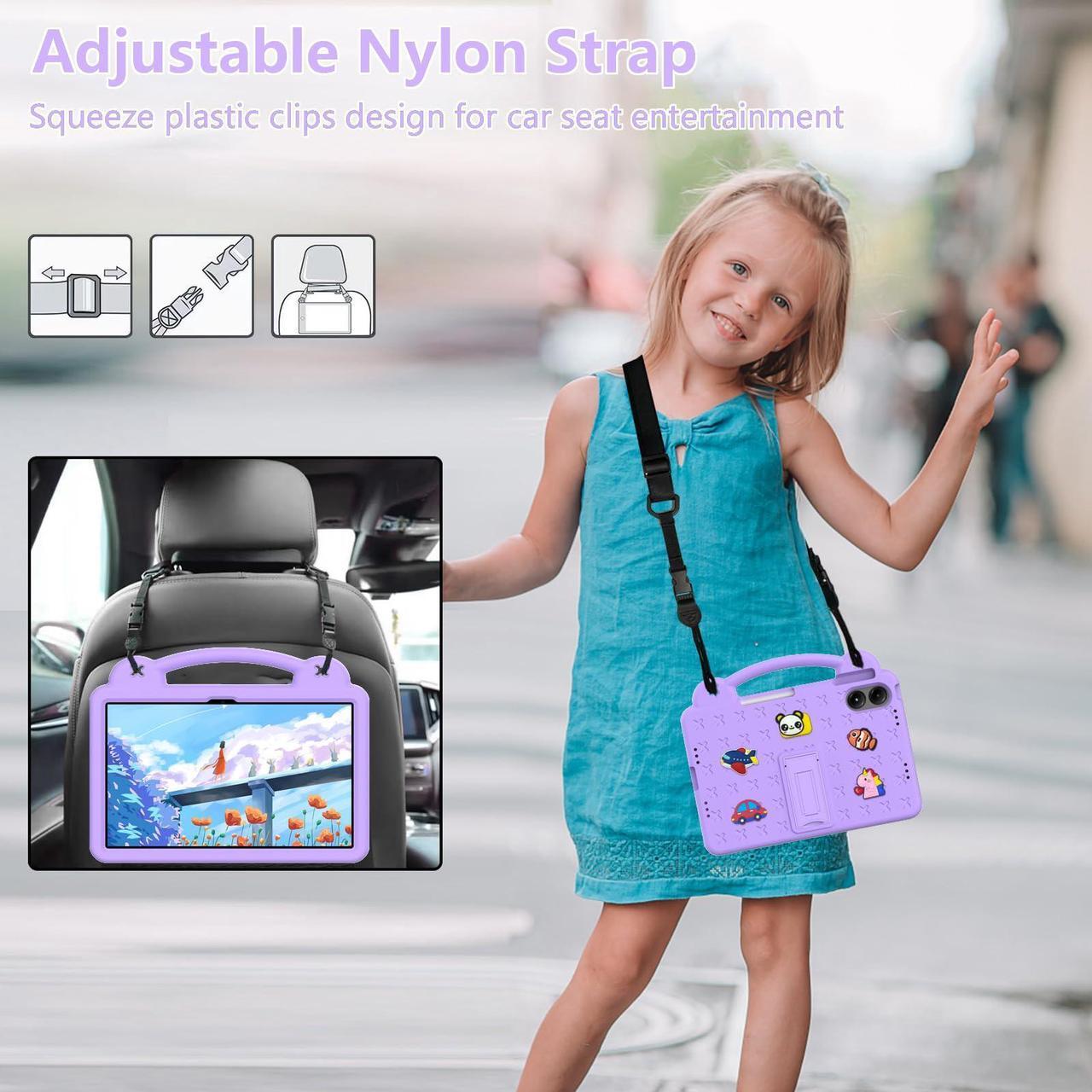 Alt view image 2 of 5 - Kwamaz Kids Case for Onn 12.1 Tablet Pro Case (2024) Model 100146663, EVA Kids Shockproof Cover with Strap Handle Stand for Surf Onn 12.1 inch Tablet Pro (Purple)