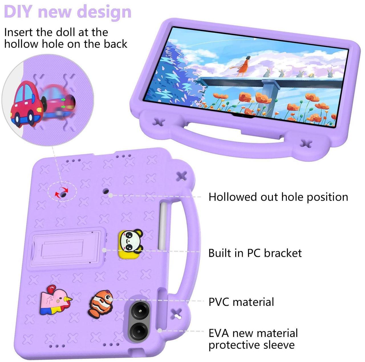 Alt view image 5 of 5 - Kwamaz Kids Case for Onn 12.1 Tablet Pro Case (2024) Model 100146663, EVA Kids Shockproof Cover with Strap Handle Stand for Surf Onn 12.1 inch Tablet Pro (Purple)