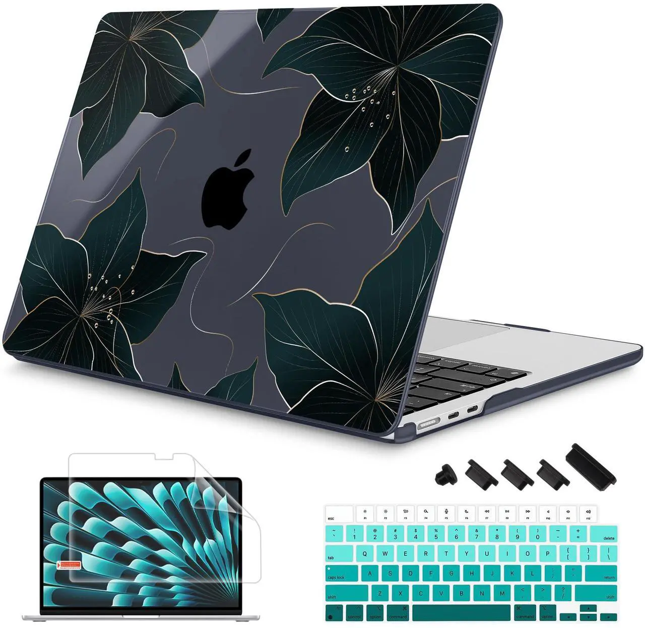 Main image of Mektron Designed for 2025/2024/2023 MacBook Air 15 INCH M4 A3241 /M3 A3114 /M2 A2941 Case, Printed Plastic Hard Shell Cover with 15.3" Liquid Retina Display Touch ID, Floral C218