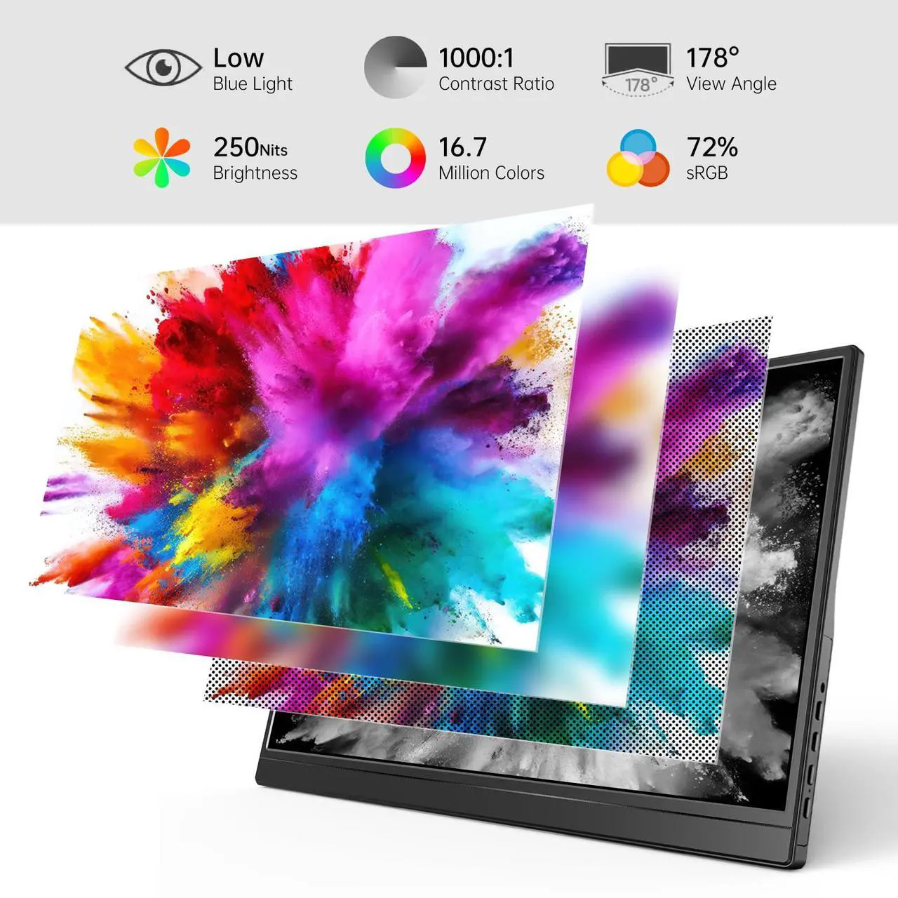 Alt view image 2 of 5 - Yxk Portable Monitor 15.6 Inch 1080P USB-C HDMI Ultra-Slim Travel Monitor with Kickstand, for Laptop, PC, Mac Phone, PS, Xbox, Swich IPS Ultra-Thin Zero Frame Gaming