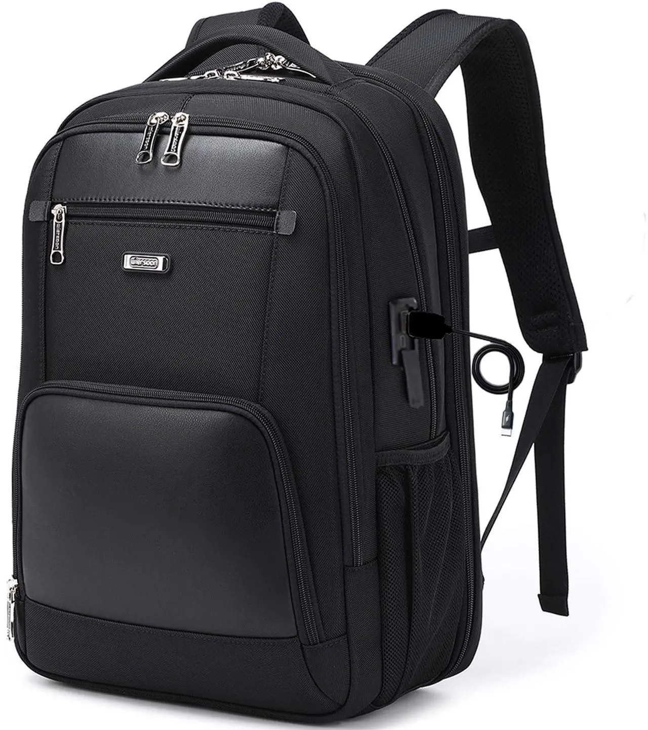Main image of SKvoen Travel Laptop Backpack for Men Women Black College Mens School Bookbag Men's Work Computer Backpack Business Traveling Back Pack with Charger 17 Inch Laptop Compartment Luggage strap