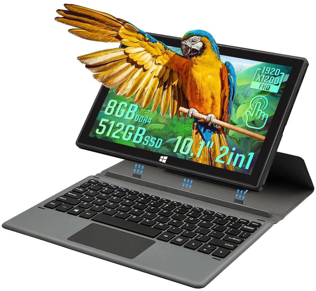 Main image of BINTEC 10.1 Inch Windows 11 2-in-1 Thin and Light Dual-Camera Tablet with Touch Screen, 1920×1200IPS, Comes with Magnetic Keyboard,Bluetooth 4.2,Wireless WiFi,Type-C (Black, 8G+512GB SSD)