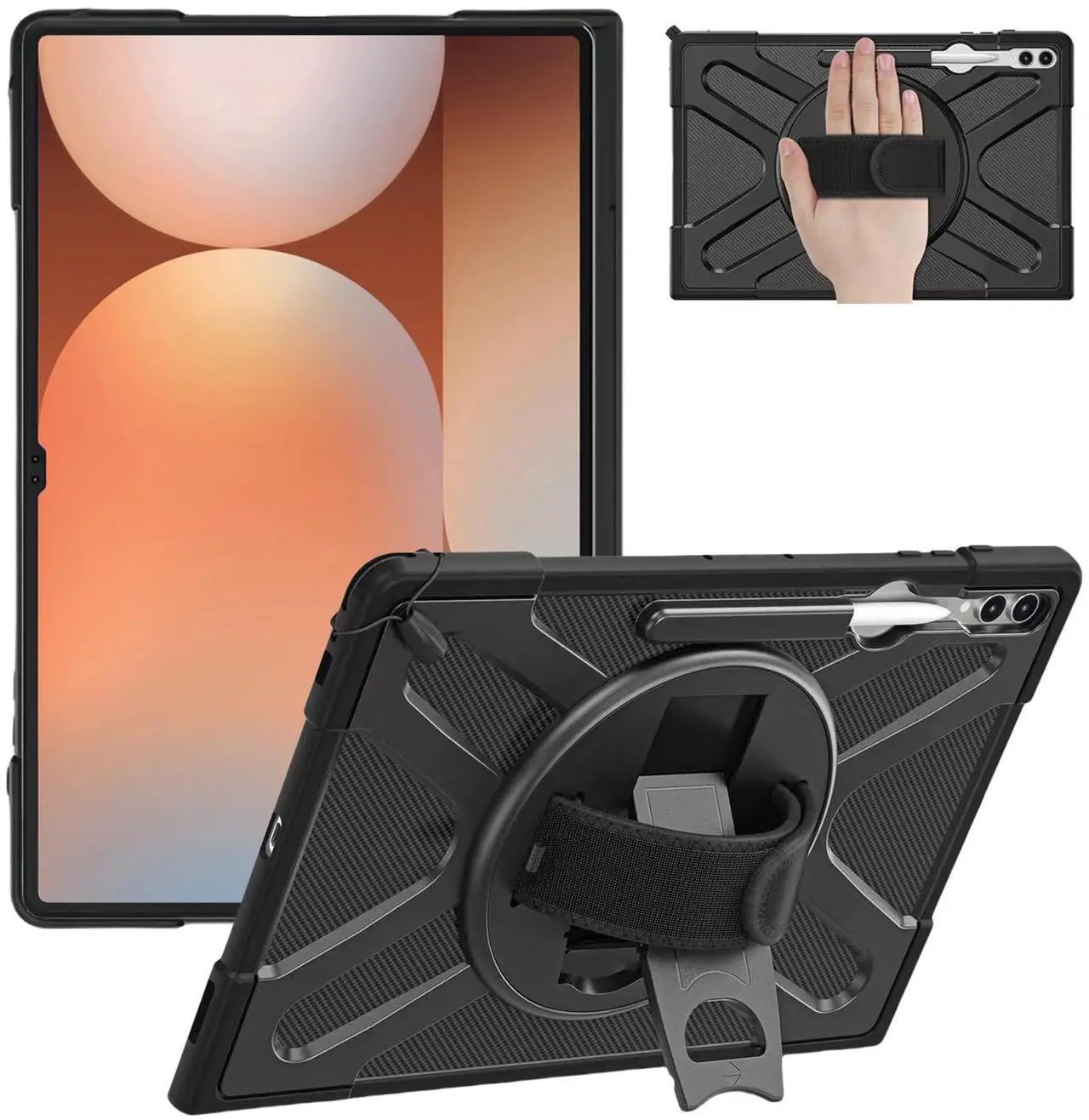 Main image of ZenRich Samsung Galaxy Tab S10 Ultra 2024 /S9 Ultra 2023 /S8 Ultra 2022 Case 14.6 inch with S Pen Holder, Shockproof Rugged Case with [360 Degree Rotatable Kickstand][Hand Strap]