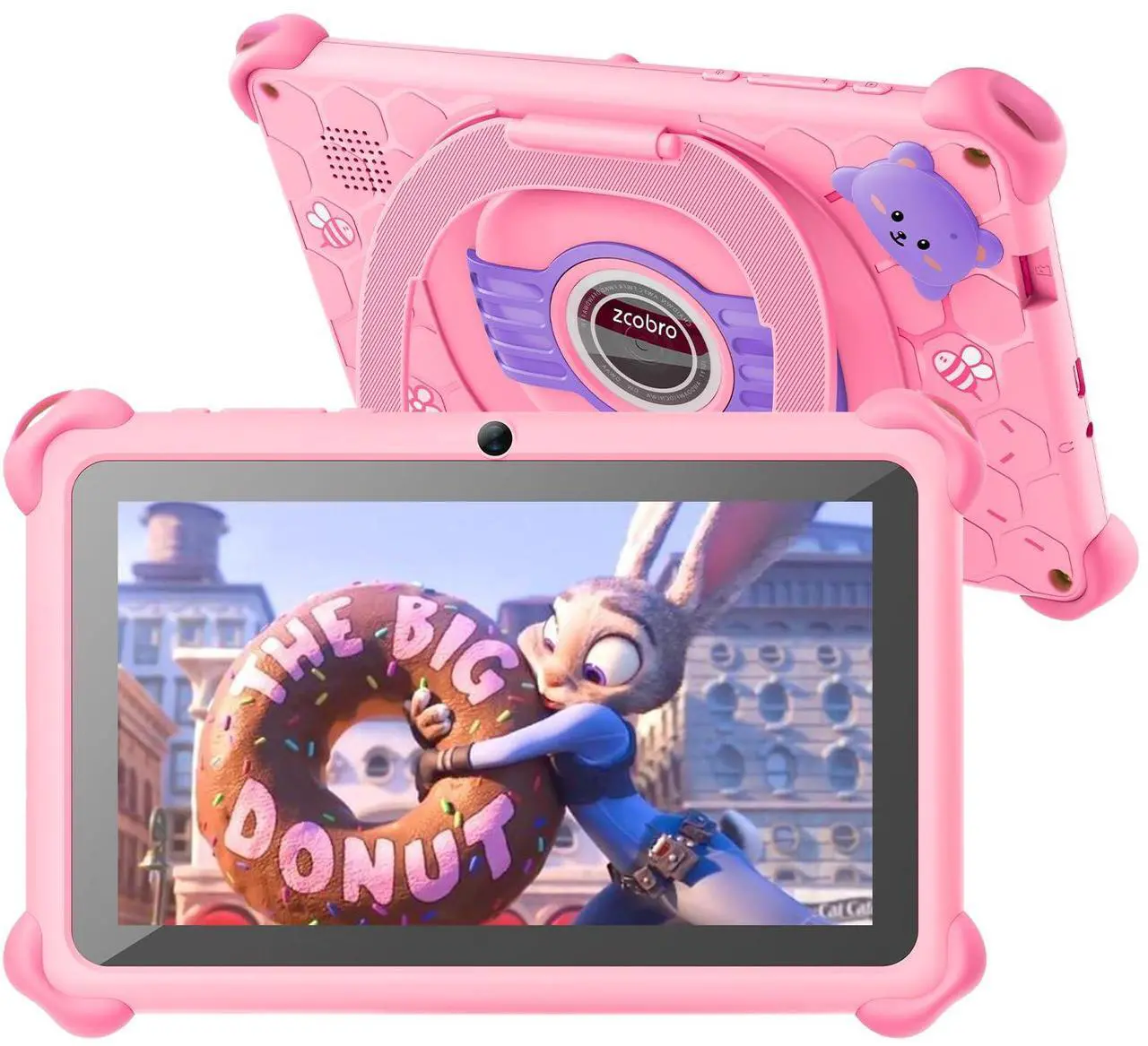 Main image of zcobro Kids Tablet 7" Toddler Learning Tablets for Child with Case 2GB RAM 32GB ROM Bluetooth WiFi GMS Parental Control Children-Tablet for Girls Boys Free Games and App Preinstalled, Pink