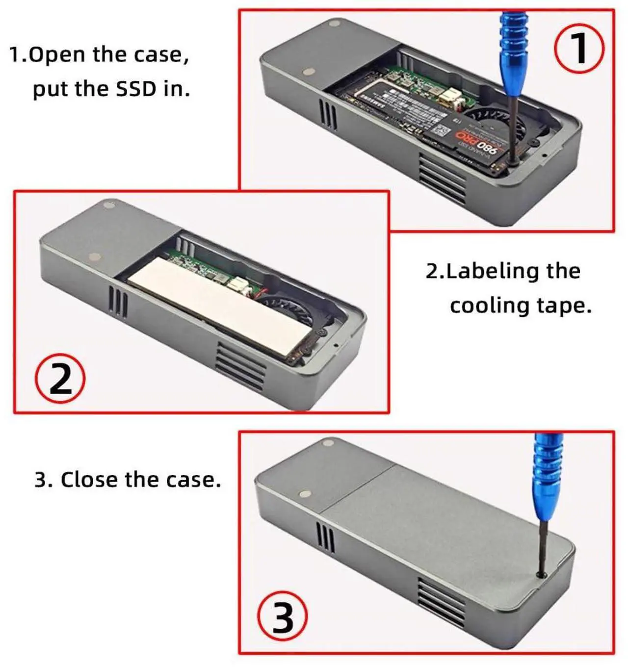 Alt view image 5 of 5 - ChenYang M.2 NVME SSD Enclosure Adapter,USB C 4.0 40Gbps  USB 3.2 Gen 2 20Gbps to NVME SSD Disk External Enclosure with ASM2464 Chipset