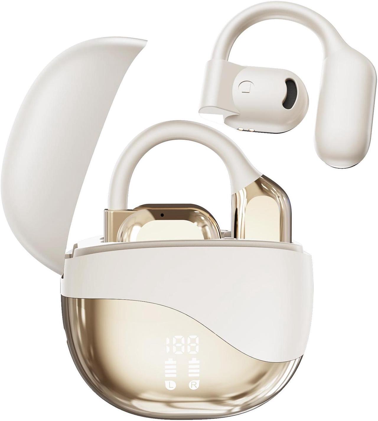 Main image of YAWYORE Open Headphones, True Wireless Headphones, 5.3 Bluetooth Sports Earbuds for Long Time Playback, with Digital Display, Long Lasting Comfort, Clear Calling for Driving Workout (skin tone)