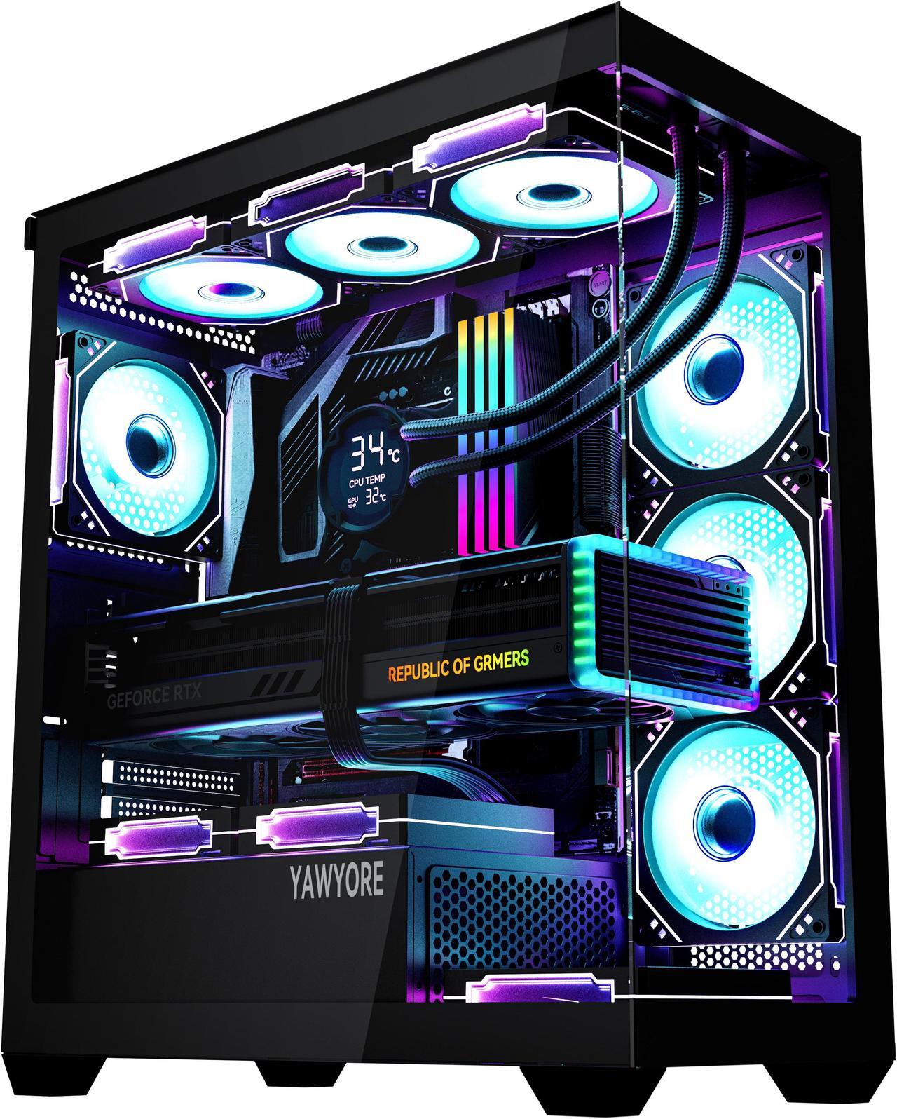 Main image of YAWYORE Carnival 360A,ATX Mid-Tower Gaming PC case,Compatible Micro ATX,Mini ITX,Pre-installed 4 ARGB cool fans,High-Airflow,Support 360 water cooling,270 ° sea view room chassis(black)