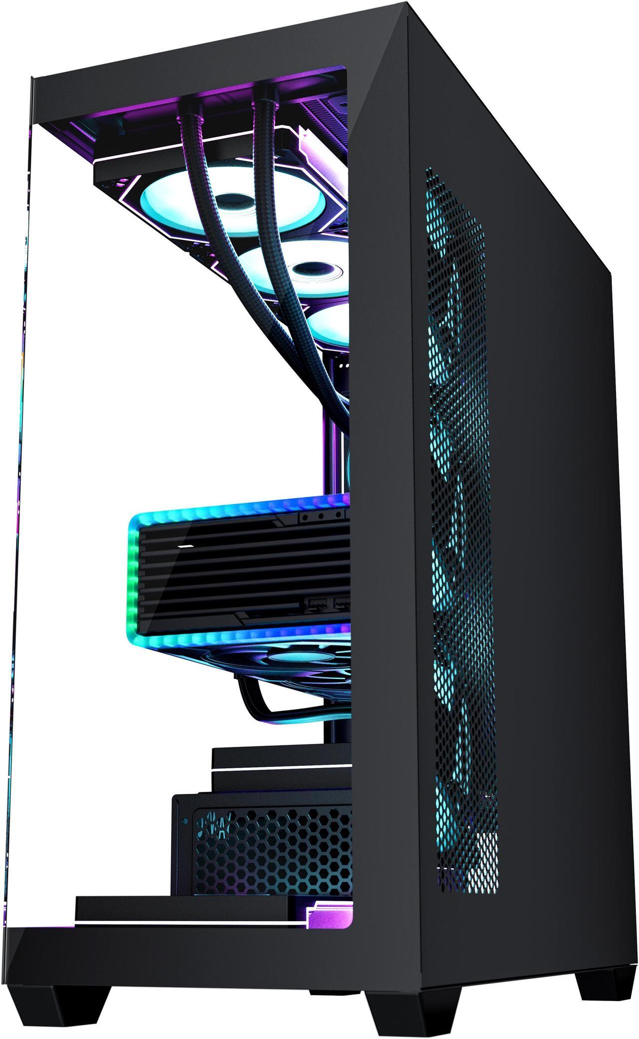 Alt view image 4 of 6 - YAWYORE Carnival 360A,ATX Mid-Tower Gaming PC case,Compatible Micro ATX,Mini ITX,Pre-installed 4 ARGB cool fans,High-Airflow,Support 360 water cooling,270 ° sea view room chassis(black)