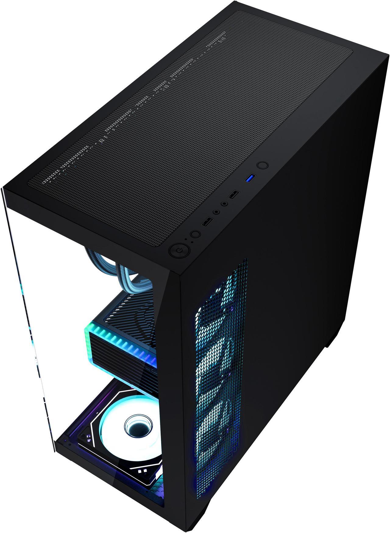 Alt view image 5 of 6 - YAWYORE Carnival 360A,ATX Mid-Tower Gaming PC case,Compatible Micro ATX,Mini ITX,Pre-installed 4 ARGB cool fans,High-Airflow,Support 360 water cooling,270 ° sea view room chassis(black)