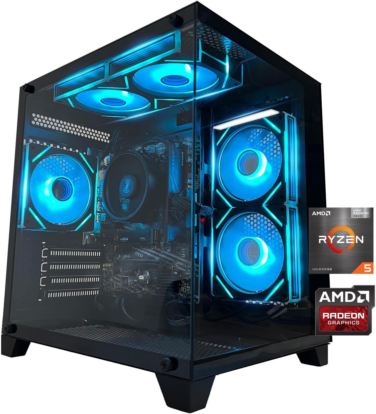 Main image of YAWYORE Gaming Desktop Computer PC,AMD Ryzen 5 5600GT,16GB RAM and 1TB M.2 NVMe PCle4.0,ARGB FAN,WiFi+BT5.0,Game Design Office console,Sea View Room,Prebuilt Gaming PC Tower