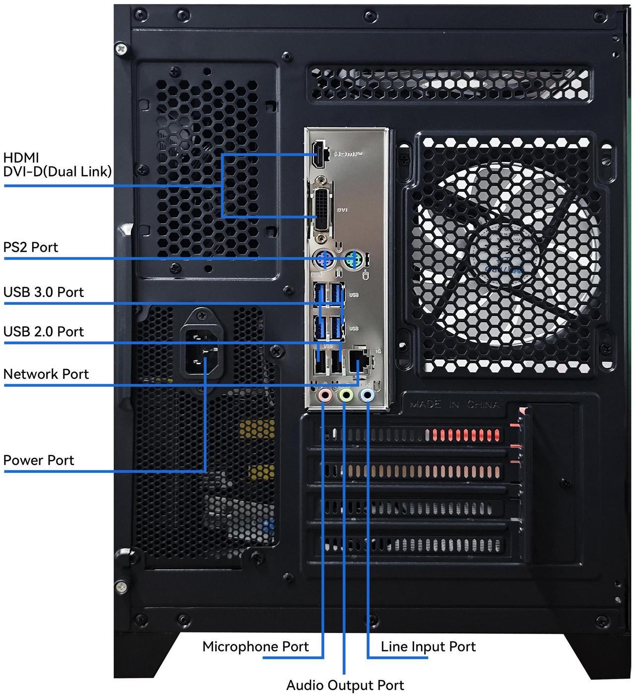 Alt view image 6 of 6 - YAWYORE Gaming Desktop Computer PC,AMD Ryzen 5 5600GT,16GB RAM and 1TB M.2 NVMe PCle4.0,ARGB FAN,WiFi+BT5.0,Game Design Office console,Sea View Room,Prebuilt Gaming PC Tower
