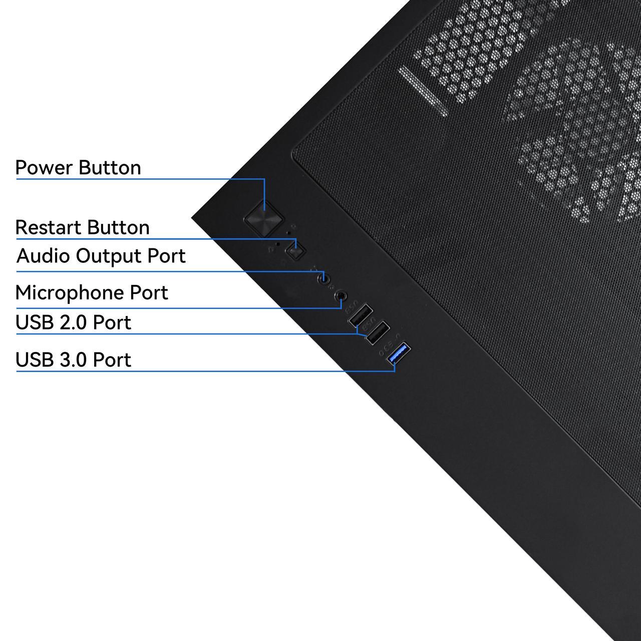 Alt view image 7 of 6 - YAWYORE Gaming Desktop Computer PC,AMD Ryzen 5 5600GT,16GB RAM and 1TB M.2 NVMe PCle4.0,ARGB FAN,WiFi+BT5.0,Game Design Office console,Sea View Room,Prebuilt Gaming PC Tower