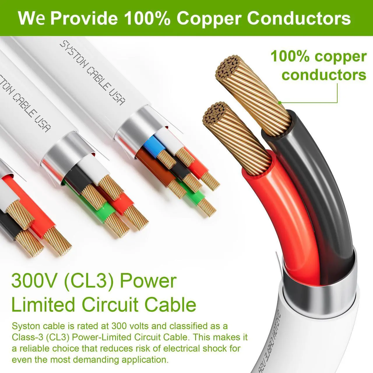 Alt view image 2 of 7 - SYSTON CABLE TECHNOLOGY 16/4 Fire Security Burglar Station Alarm Control Cable Wire CL3P Stranded White 1000 ft.