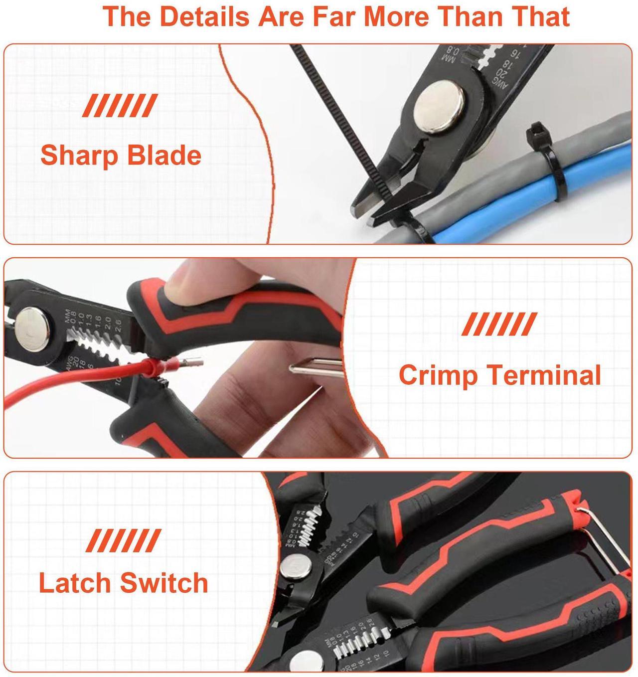 Alt view image 3 of 7 - SYSTON CABLE TECHNOLOGY 6-inch Wire Stripper and Cutters, 10-20 AWG Wire Stripper Tool Precision Flush Plier with Safety Lock and Curved Bevel Design, Diagonal Side Cutter for Electronics, Jewelry