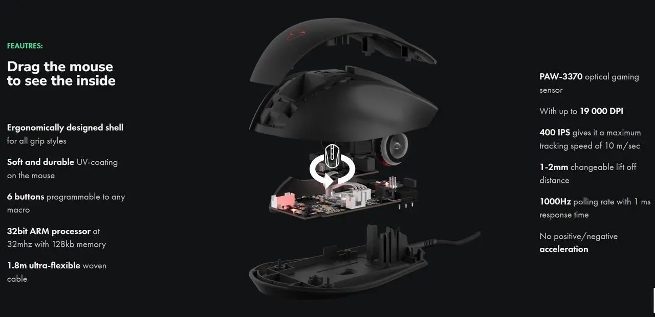 Mionix Castor PRO Wired Gaming Mouse - Thumbnail 3