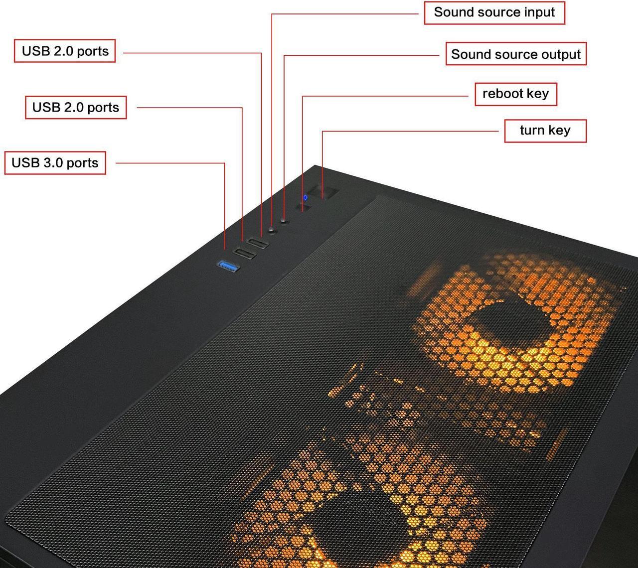 Alt view image 6 of 6 - HZG Gaming Desktop Computer PC,Intel Core I5-13400F,GeForce RTX 4060, 32GB RAM and 1TB NVMe M.2 SSD, WiFi6E, ARGB Fan, Prebuilt Gaming PC Tower Intel Core i5-13400F