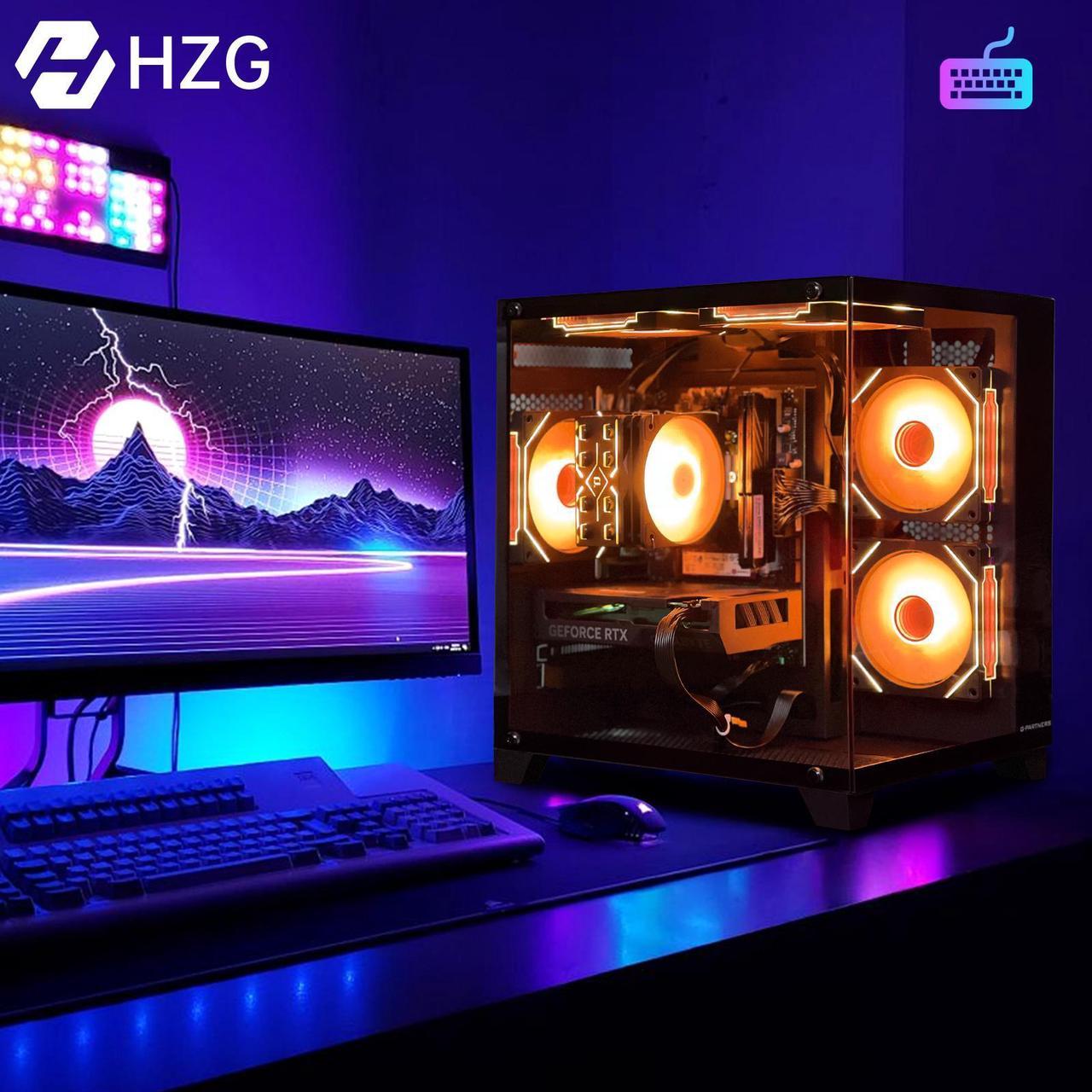 Alt view image 4 of 6 - HZG Gaming Desktop Computer PC,Intel Core I5-13400F,GeForce RTX 4060, 32GB RAM and 1TB NVMe M.2 SSD, WiFi6E, ARGB Fan, Prebuilt Gaming PC Tower Intel Core i5-13400F