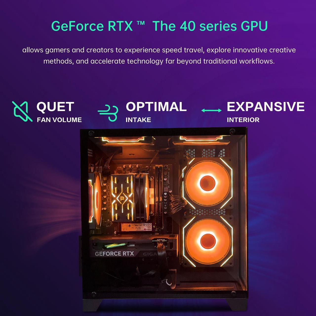 Alt view image 3 of 6 - HZG Gaming Desktop Computer PC,Intel Core I5-13400F,GeForce RTX 4060, 32GB RAM and 1TB NVMe M.2 SSD, WiFi6E, ARGB Fan, Prebuilt Gaming PC Tower Intel Core i5-13400F