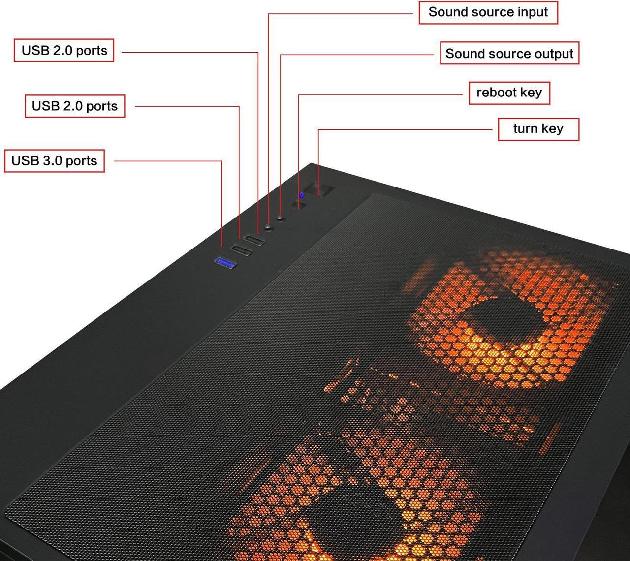 Alt view image 6 of 6 - HZG Gaming Desktop Computer PC,AMD Ryzen 7 5700X,RTX 4060 8G  32GB RAM and 1TB NVMe M.2 SSD, WiFi6E, ARGB Fan, Prebuilt Gaming PC Tower
