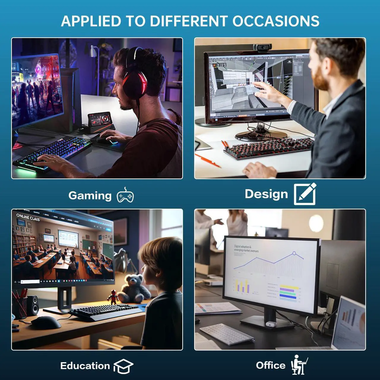 Alt view image 4 of 6 - HZG Gaming Desktop Computer PC,Intel Core i5-13400F GeForce RTX 5060 8G 32GB RAM and 1TB NVMe M.2 SSD, WiFi6E, ARGB Fan, Prebuilt Gaming PC Tower