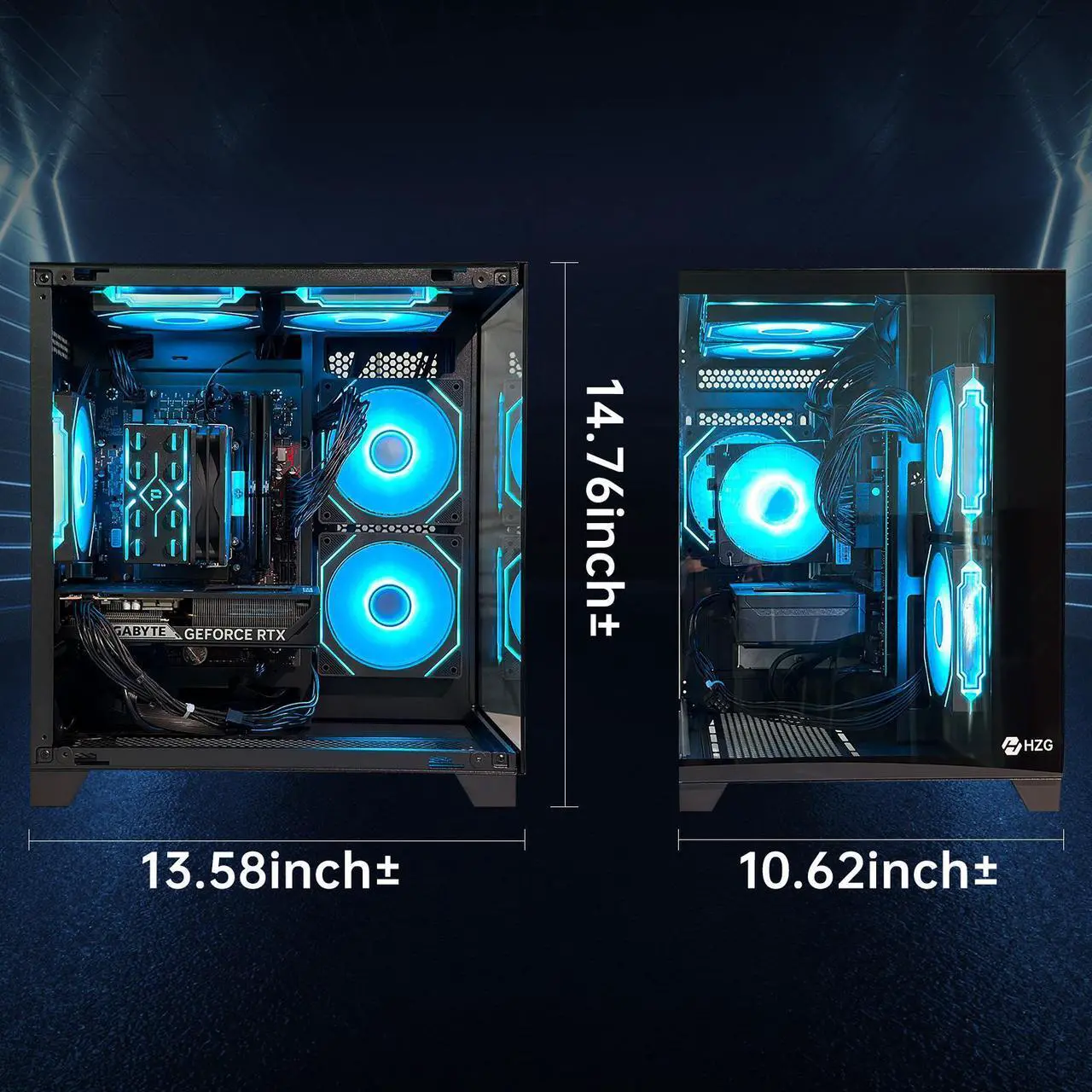 Alt view image 5 of 6 - HZG Gaming Desktop Computer PC,Intel Core i5-13400F GeForce RTX 5060 8G 32GB RAM and 1TB NVMe M.2 SSD, WiFi6E, ARGB Fan, Prebuilt Gaming PC Tower