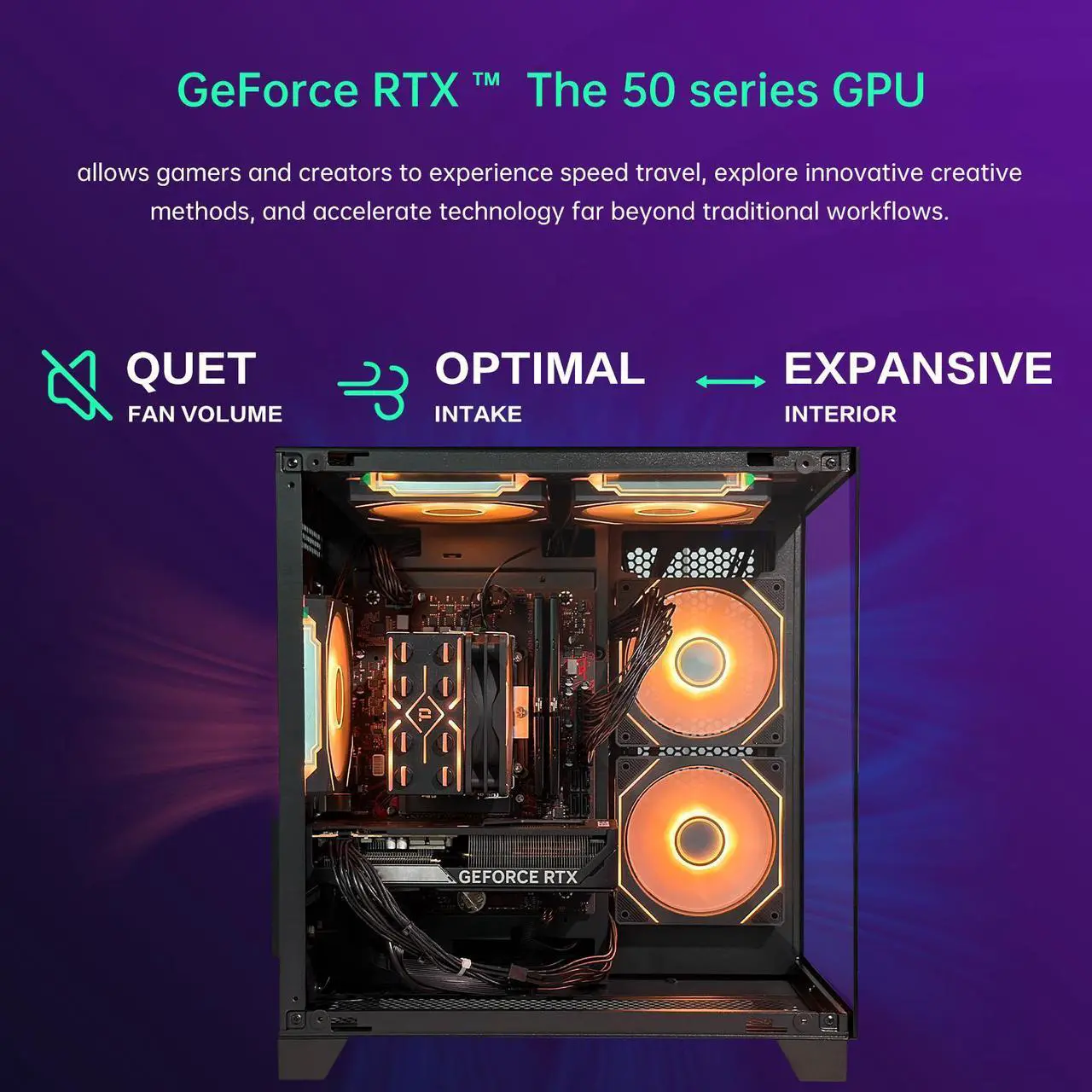 Alt view image 3 of 6 - HZG Gaming Desktop Computer PC,Intel Core i5-13400F GeForce RTX 5060 8G 32GB RAM and 1TB NVMe M.2 SSD, WiFi6E, ARGB Fan, Prebuilt Gaming PC Tower