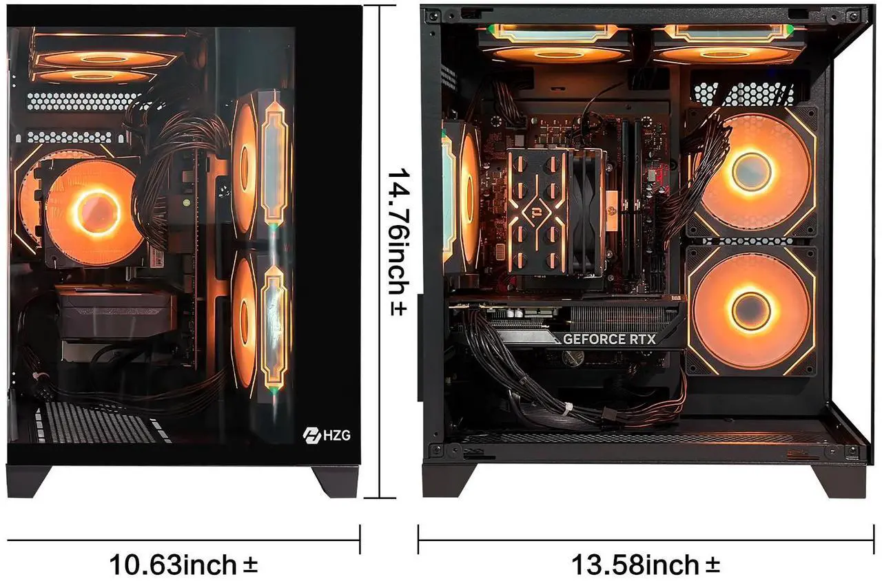 Alt view image 5 of 6 - HZG Gaming Desktop Computer PC,Intel Core i5-13400F GeForce RTX 5060 8G 32GB RAM and 1TB NVMe M.2 SSD, WiFi6E, ARGB Fan, Prebuilt Gaming PC Tower