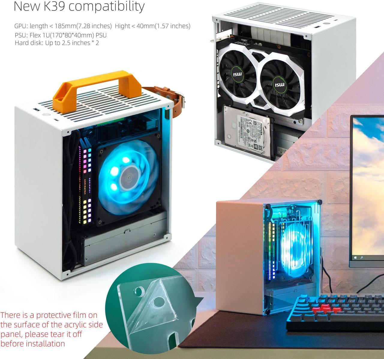 Alt view image 6 of 6 - SGPC ITX Mini Case - K39 (Steel) / Includes Two Handles / Comes with 2 Standard Ventilated Side Panels and 1 Extra Acrylic Ventilated Side Panel / 5.1L Ultra-Small SFF Case