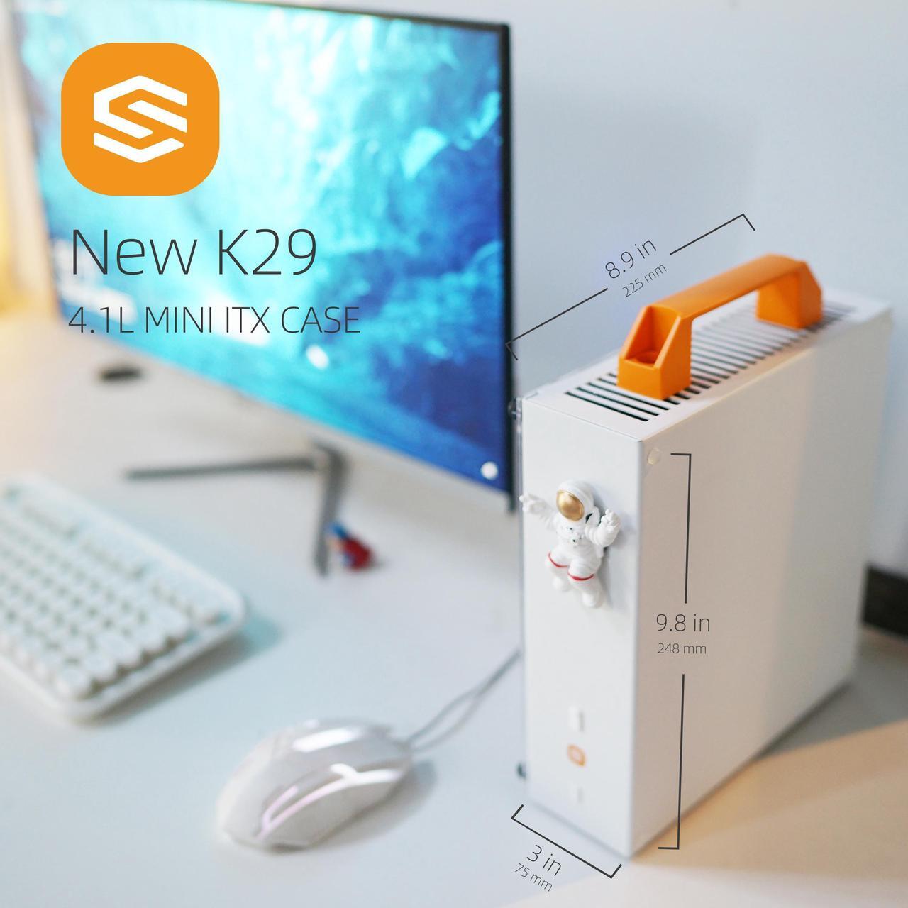 Alt view image 3 of 7 - SGPC Itx Mini Case - New K29(Steel)/2 Handles,Vented Panel - 1 Steel & 1 Acrylic Side Panels / 4.1L Small Itx Case