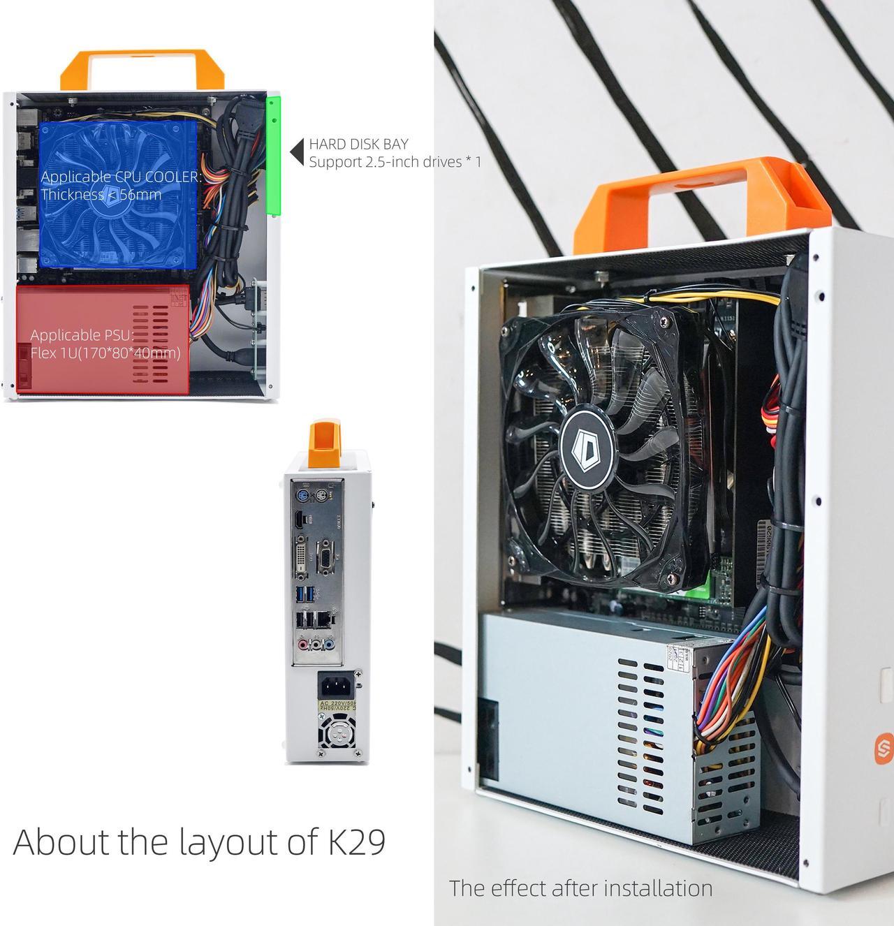 Alt view image 7 of 7 - SGPC Itx Mini Case - New K29(Steel)/2 Handles,Vented Panel - 1 Steel & 1 Acrylic Side Panels / 4.1L Small Itx Case