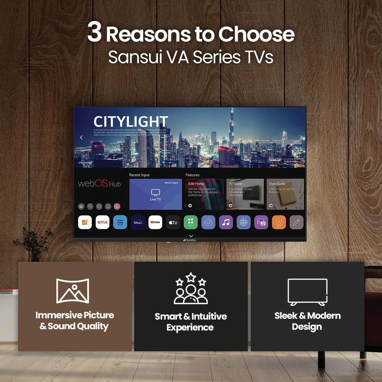 Alt view image 2 of 7 - Sansui 40" VA Series Full HD Frameless Design Smart TV with Dolby Vision HDR, Dolby Atmos, WebOS