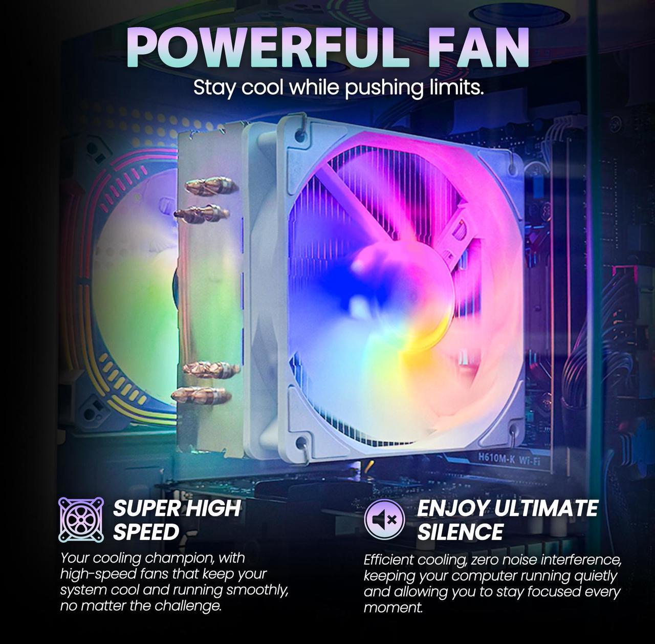 Alt view image 4 of 6 - Suevery Gaming PC AMD Ryzen7 5700X 8 cores 3.4GHz UP to 4.60 GHz Processor 32GB DDR4 3200MHz RAM 1T SSD RTX 4060 8G Home 650W WI-FI 6  White