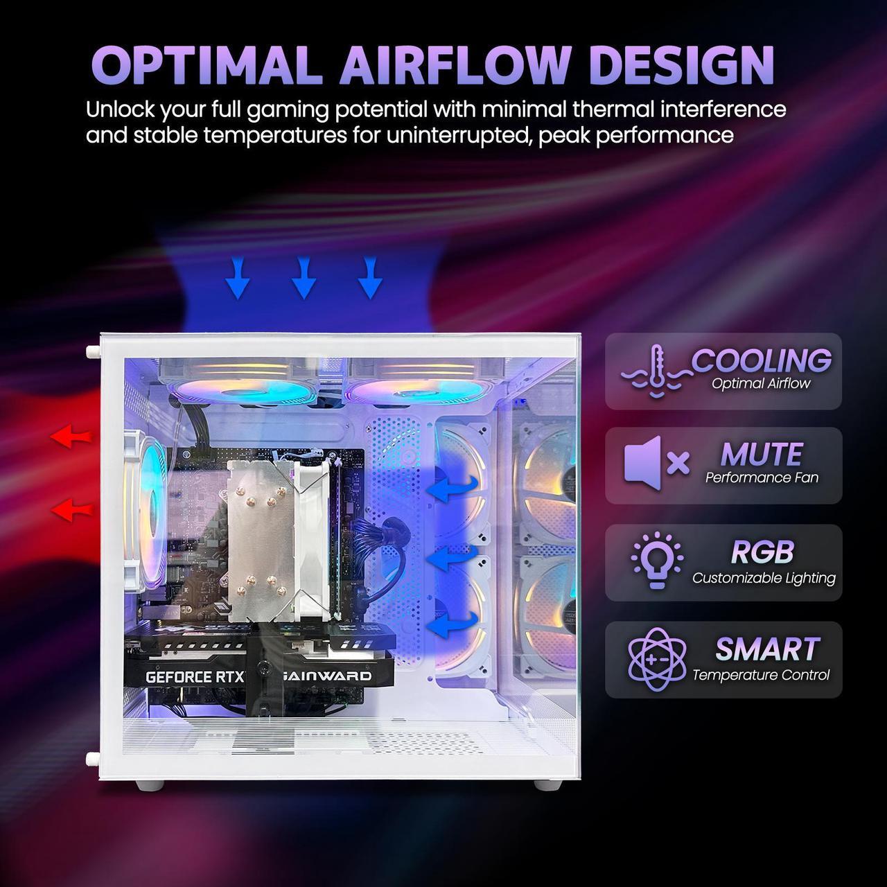 Alt view image 5 of 6 - Suevery Gaming PC AMD Ryzen7 5700X 8 cores 3.4GHz UP to 4.60 GHz Processor 32GB DDR4 3200MHz RAM 1T SSD RTX 4060 8G Home 650W WI-FI 6  White