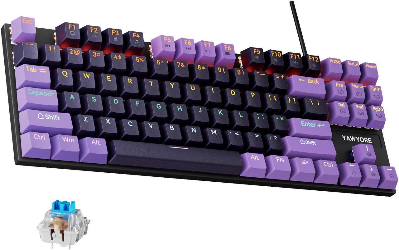 87-Key Mechanical Keyboard with Dazzling Colorful LED Backlight, Compatible with Windows and Mac Computers. Perfect for Gaming and Typing Windows Laptop PC Mac