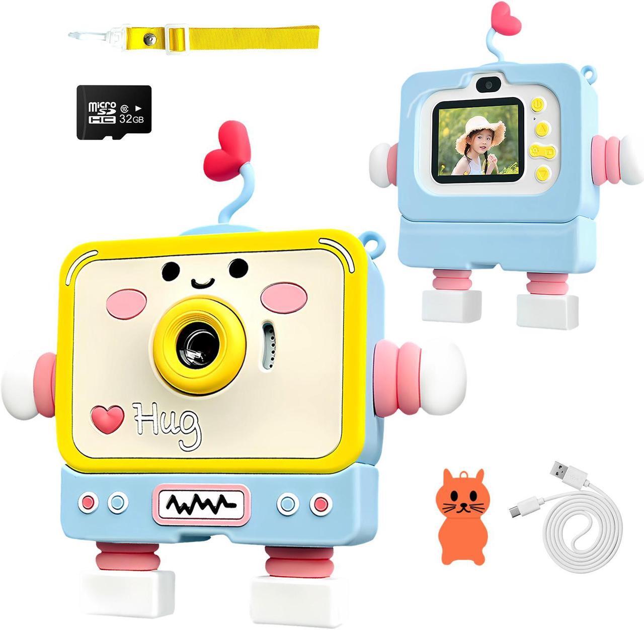 Main image of Hongsamde Kids Camera Toy for 3-12 Year Old Children, 2 Inch Screen 1080P Video Camcorder with Cartoon Robot Soft Silicone Cover Ideal Gift for Kids, 32G FT Card Included