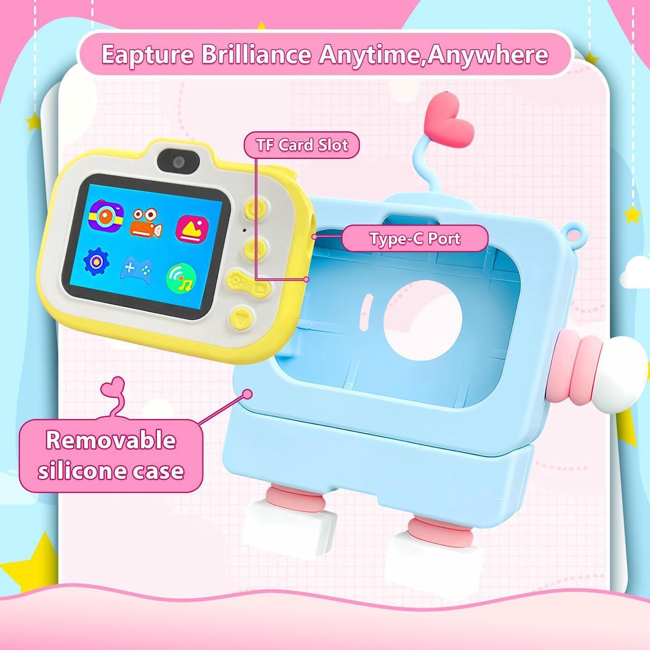Alt view image 6 of 7 - Hongsamde Kids Camera Toy for 3-12 Year Old Children, 2 Inch Screen 1080P Video Camcorder with Cartoon Robot Soft Silicone Cover Ideal Gift for Kids, 32G FT Card Included