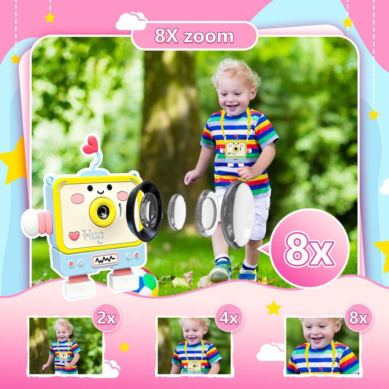 Alt view image 5 of 7 - Hongsamde Kids Camera Toy for 3-12 Year Old Children, 2 Inch Screen 1080P Video Camcorder with Cartoon Robot Soft Silicone Cover Ideal Gift for Kids, 32G FT Card Included